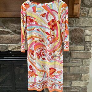 London Times Groovy 3/4 Sleeve Stretch Dress Sz Medium